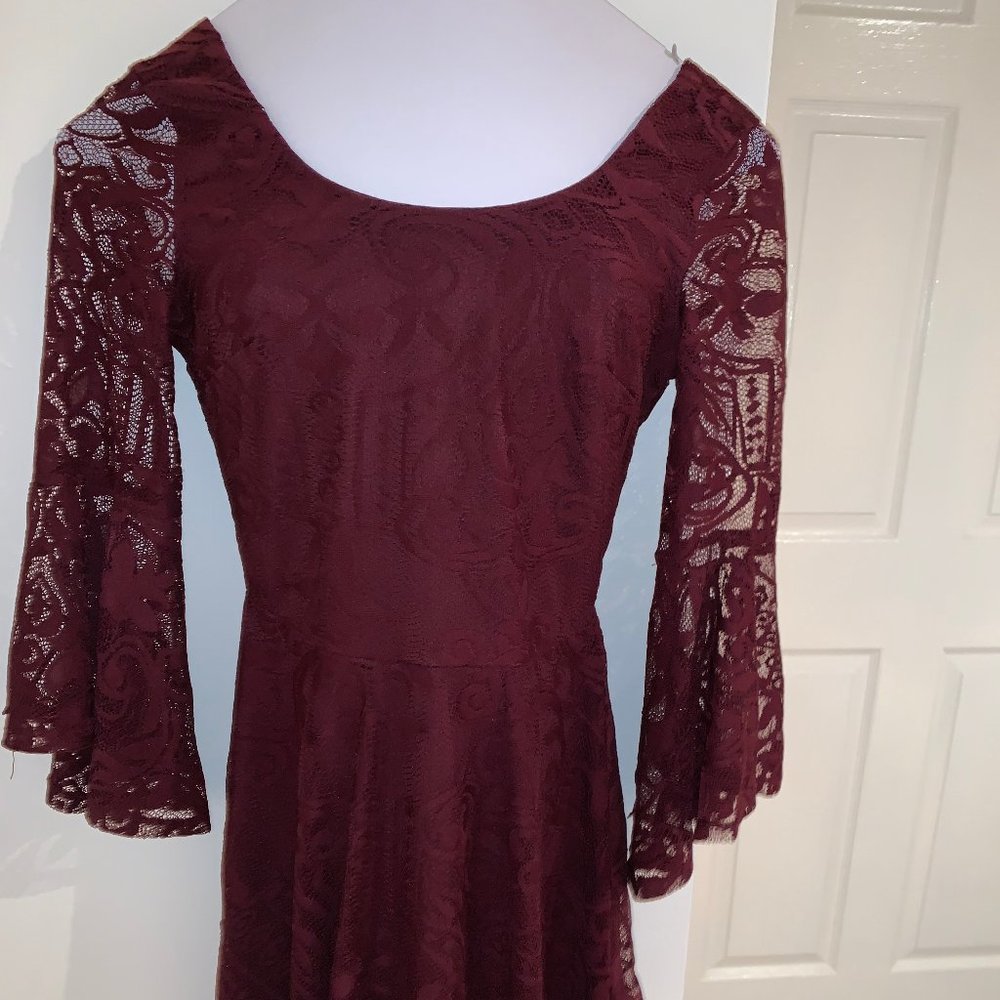 Lace Burgundy Dress with sleeves